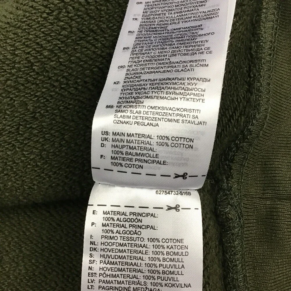 Adidas Sweatshirt Men Small Olive Repeating Trefoil Box Logo Sleeves Crewneck S